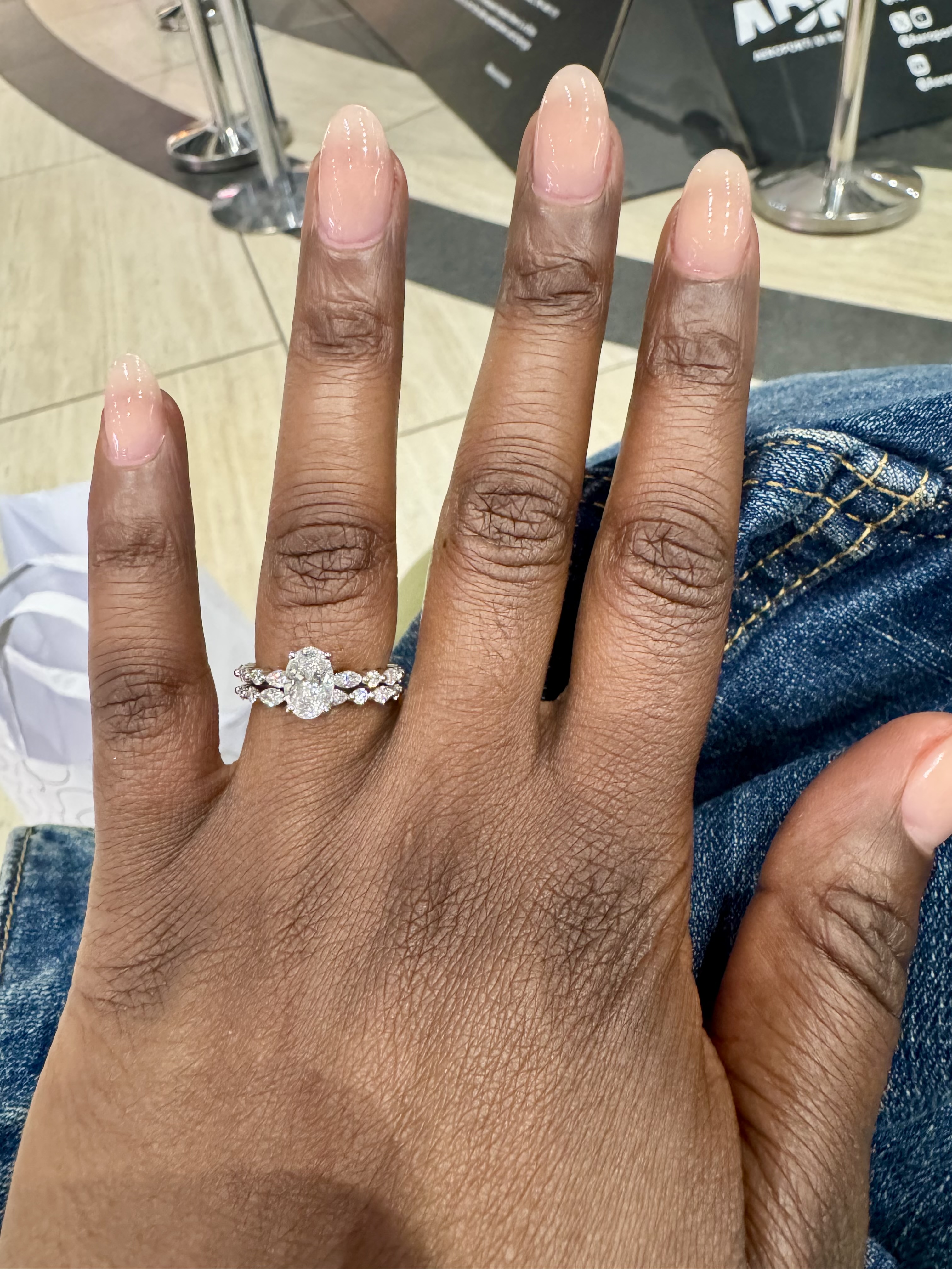 Wedding band and engagement ring